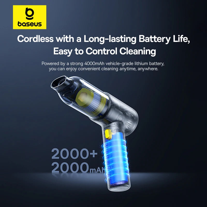 Baseus Car Vacuum Cleaner Cordless Car Air Blower Gun Powerful Handheld Auto Cleaning Appliance Wireless Vehicle Cleaner