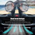 Ventilatore per auto EAFC 5V/12V 360 °   Ventilatore USB a Doppia Testa per Auto, Silenzioso, 2 Velocità Regolabili, Raffreddatore Automatico per Camper, Camion e Accessori Auto