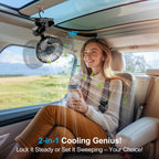 Mini Ventilatore Portatile a Clip, Ventilatore da Tavolo, 4 Velocità Silenziose con Rotazione a 360° °   Lampada da Campeggio con Oscillazione Automatica della Testa, Alimentazione ad Aria, Batteria da 4000mAh