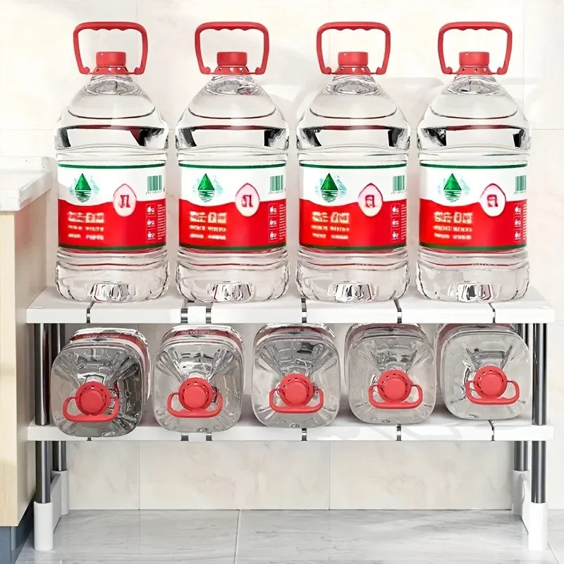 Scaffale portaoggetti regolabile sotto il lavandino, organizer espandibile per armadio da cucina e bagno, portavasi multistrato salvaspazio durevole
