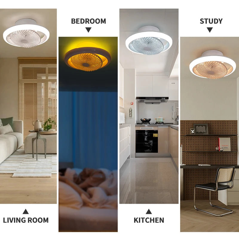 Ventilatore da Soffitto Intelligente con Luci a 360° °   Lampada Ventilatore Moderna Girevole con Controllo Remoto APP, Dimmerabile, 6 Velocità del Vento, Flusso d'Aria Reversibile per Interni