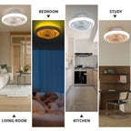 Ventilatore da Soffitto Intelligente con Luci a 360° °   Lampada Ventilatore Moderna Girevole con Controllo Remoto APP, Dimmerabile, 6 Velocità del Vento, Flusso d'Aria Reversibile per Interni