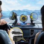 Ventilatore per Auto a 3 Teste con Rotazione a 360° °   Ventilatore Rotante a Basso Rumore con 2 Livelli di Velocità – Presa Accendisigari 12V – Flusso d'Aria Rapido e Potente per Berlina, SUV, Camion, Furgone – Incl