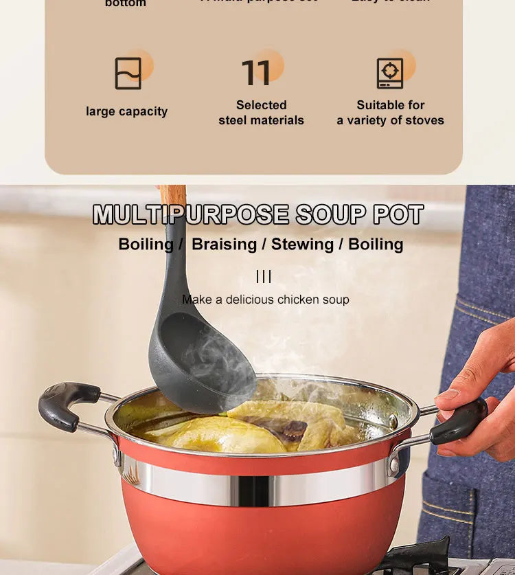 Set di Pentole Antiaderenti da 12 Pezzi in Acciaio Inox Premium con Coperchi in Vetro per Cucina Domestica