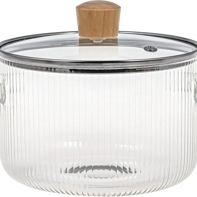 Pentola in vetro con coperchio Pentola in vetro resistente al calore da 1,6 litri con doppi manici Pentola antiaderente per utensili da cucina per zuppe e latte