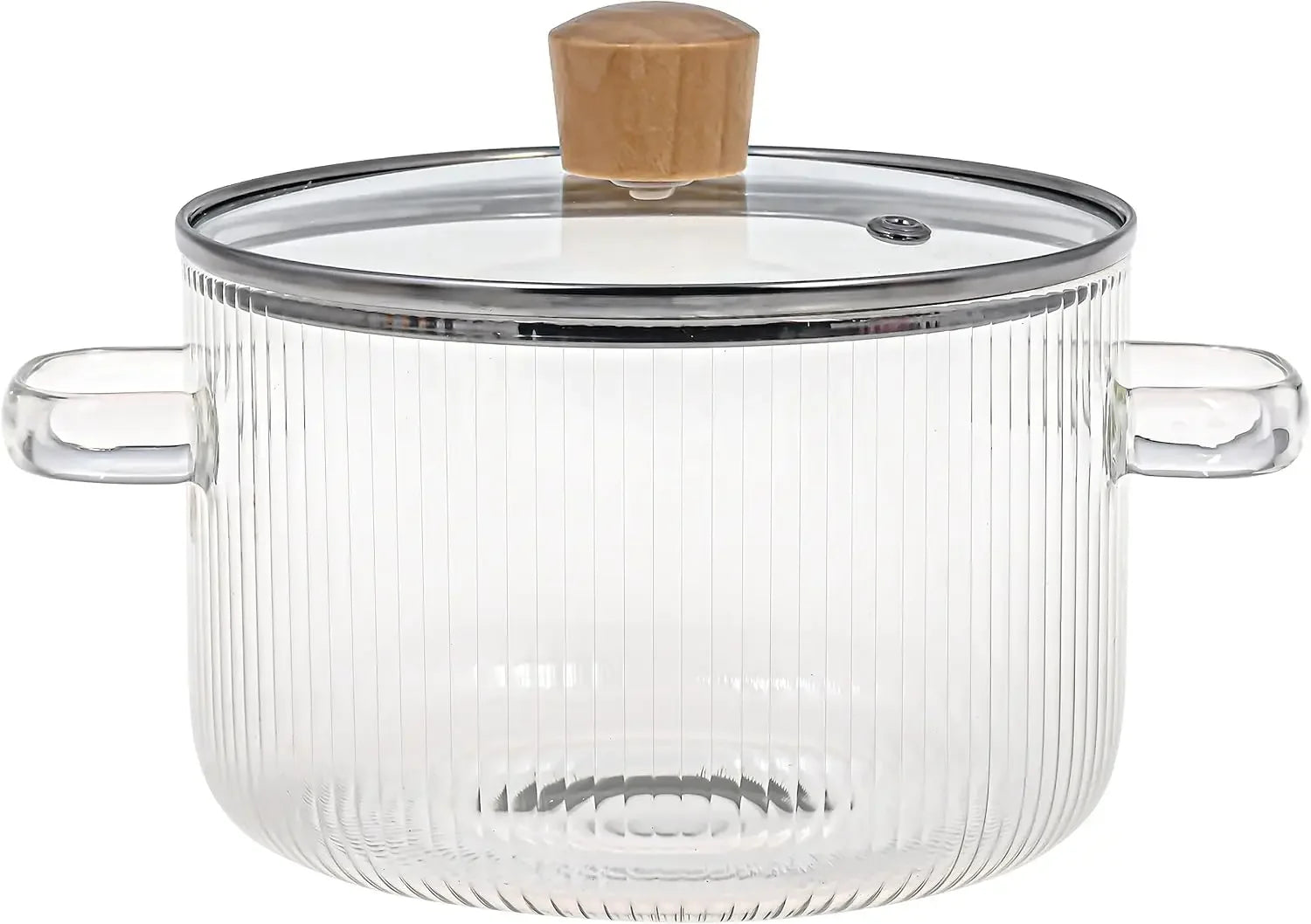 Glas-Kochtopf mit Deckel Hitzebeständiger Glas-Kochtopf 1,6 l mit Doppelgriffen Antihaft-Kochtopf für Suppen- und Milch-Kochgeschirr