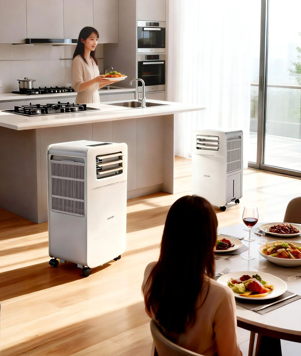 Condizionatore d'Aria Portatile Senza Tubo di Scarico, Compressore Potenziato, Facile Installazione, Ruote Mobili, Mini AC