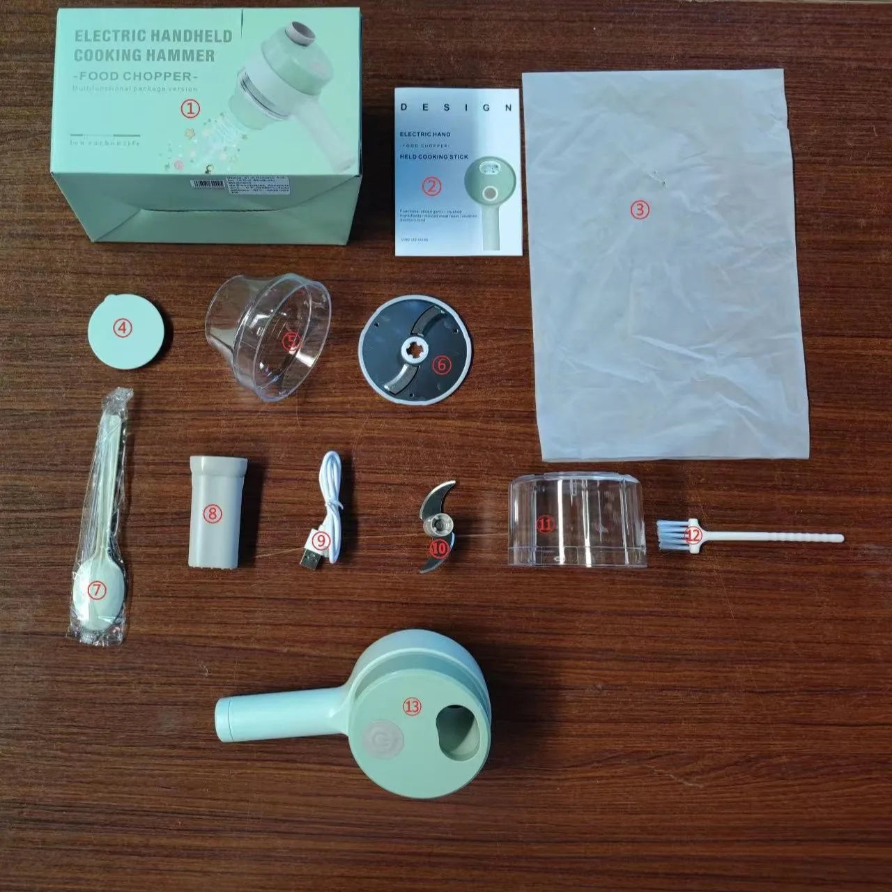 Drahtloses elektrisches Hand-Gemüseschneider-Set, Kartoffelstampfer, Knoblauchhacker, Lebensmittelhacker, Fleischwolf, Maschine zum Schälen und Schneiden, Küchenzubehör