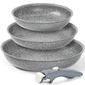 MICHELANGELO Set di padelle antiaderenti con manico rimovibile Pentola in alluminio con rivestimento in granito Padella per uova Set di pentole