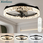 Ventilatore da Soffitto Intelligente XINGOO con Luce e Telecomando, Ventilatore Decorativo per Camera da Letto, Ventilatore a 6 Velocità con Luce LED Circolante