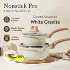 DONNOR 2.5Qt Pentola per Salsa con Coperchio Pentola in Granito Antiaderente per Tutti i Stufa Salsa Pentola per Zuppa Padella per Latte con Beccucci per Versare JT281