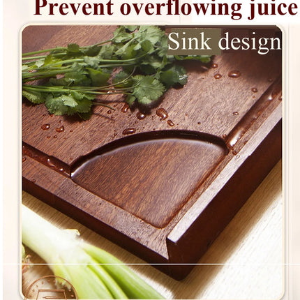 Solid Ebony Wood Cutting Board, Heavy Duty Butcher Block with Juice Groove, Extra Large and Reversible