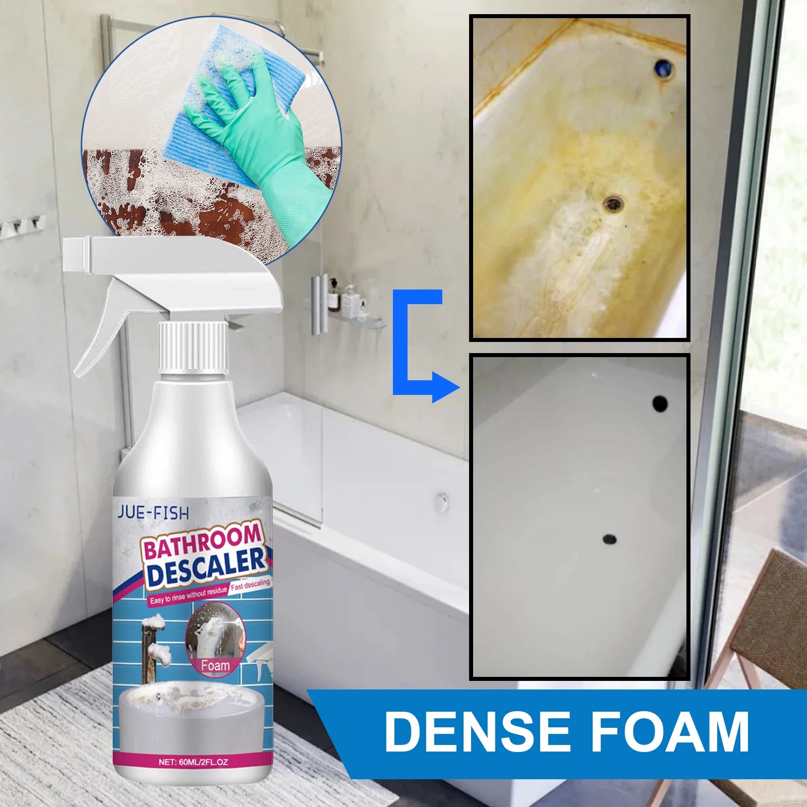 Badreiniger, Entkalker für Dusche und Wanne, Waschbeckenreiniger, Haushaltsreiniger