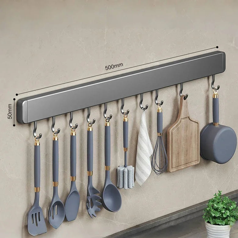 Scaffale da cucina non perforato Scaffali montati a parete Accessori per utensili da cucina con organizer porta cucchiaio con gancio mobile