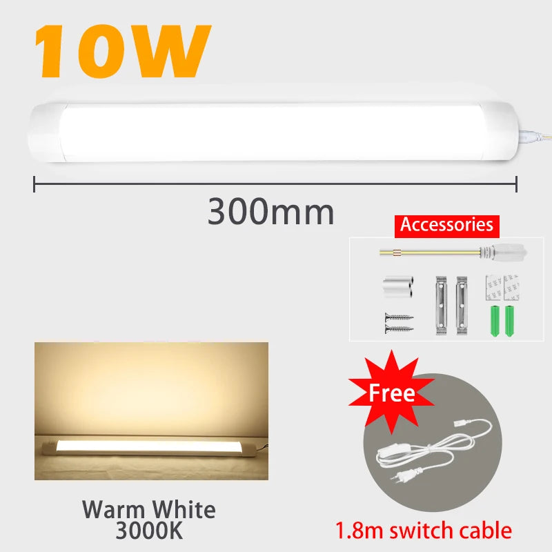 Luci a led Lampada da cucina sotto l'armadio A85-220V 10w 20w Tubo a led super luminoso con linea di interruttori da 1,8 m per lampade da interno per la camera da letto di casa