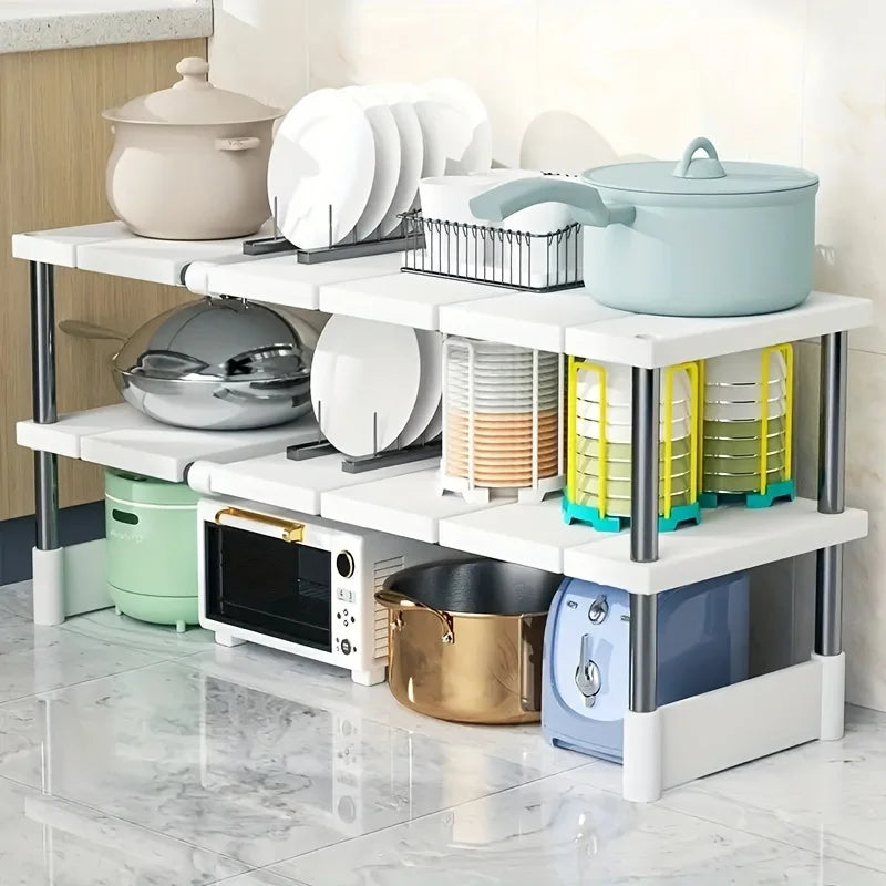 Scaffale portaoggetti regolabile sotto il lavandino, organizer espandibile per armadio da cucina e bagno, portavasi multistrato salvaspazio durevole