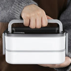 Lunchbox Thermobehälter 2-Schicht-Mahlzeit-Lunchbox mit Griff Auslaufsichere Salatschüssel für Schulreisen, Arbeit im Freien, Camping