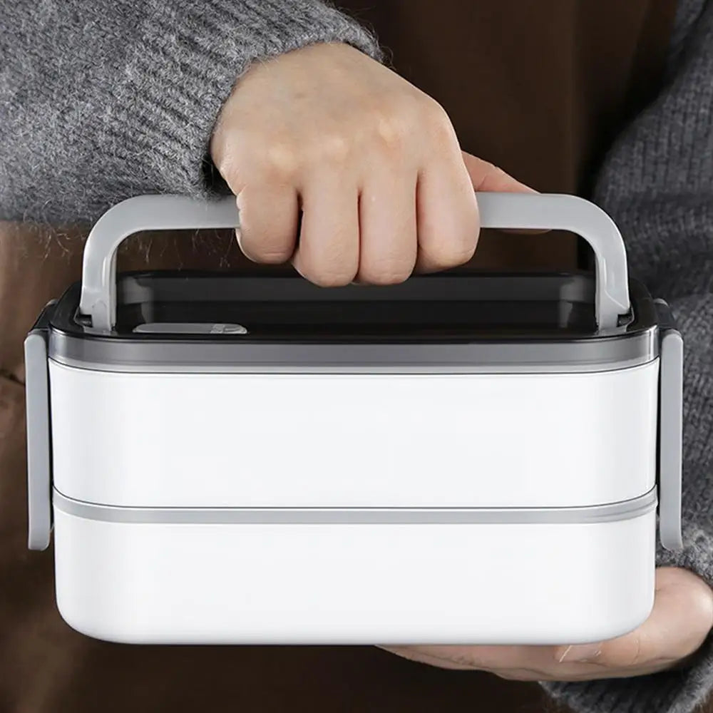 Lunchbox Thermobehälter 2-Schicht-Mahlzeit-Lunchbox mit Griff Auslaufsichere Salatschüssel für Schulreisen, Arbeit im Freien, Camping
