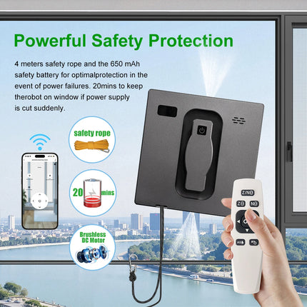PuRuiKai Window Cleaning Robot, Dual Water Spray, App Control, High Suction, Laser Sensor, Robot for Cleaning Home Windows and Walls
