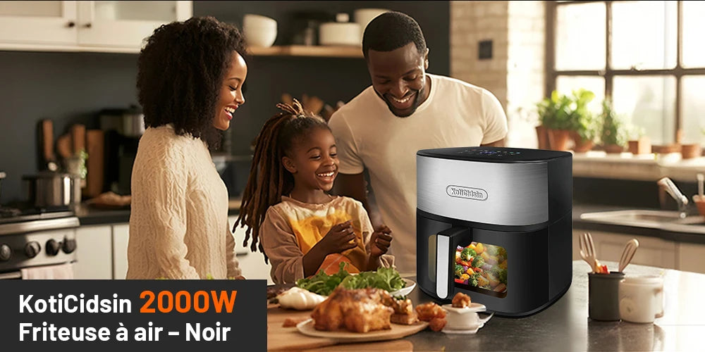 Friggitrice ad aria KotiCidsin 2000 W, 9 L, touch screen LED, nero