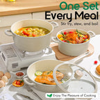 DONNOR 15 Pezzi Pentole e Padelle in Ceramica Set di Pentole Sane Antiaderenti Set da Cucina Set da Cucina con Padella a Induzione RV Set JT530