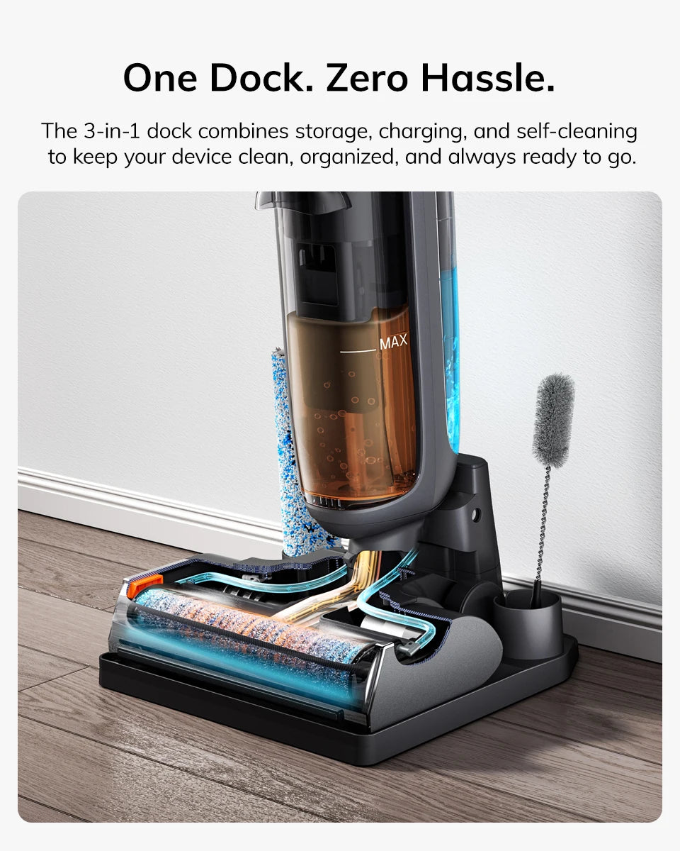 ILIFE W90 Pro Kabelloser intelligenter Nass- und Trockensauger, 7000Pa Saugkraft, 1-Minuten-Selbstreinigung, Doppelwassertank, verbesserte Version des W90