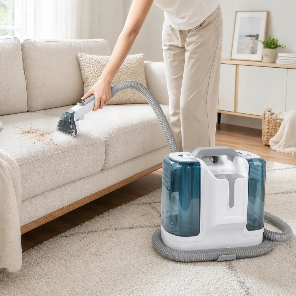 450W Tragbarer Polsterreiniger, Multifunktions-Teppich- und Sofareinigungsmaschine mit 10KPA Saugkraft, Doppeltem Wassertank, Geräuscharm ≤82dB, Nasssauger zur Entfernung von Mi