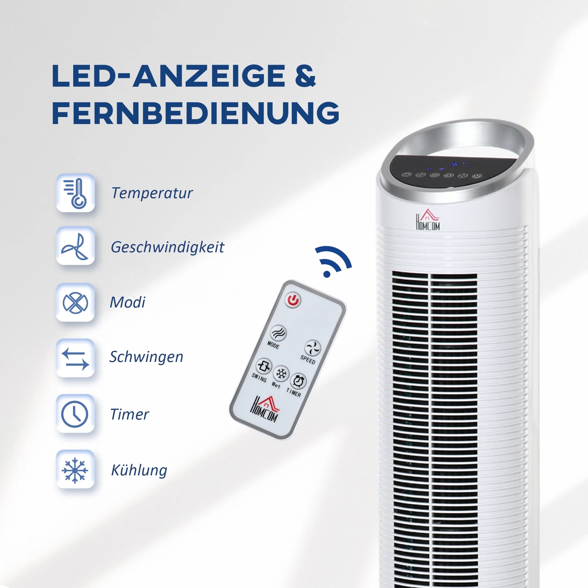Ventilatore a torre da 60W raffreddato ad acqua con telecomando, funzione umidificante, timer da 8 ore, adatto per ambienti inferiori a 20 m² ㎡ Diametro 30 cm, altezza 100,8 cm.