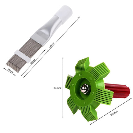 Air conditioner condenser fin cleaning and straightening brush