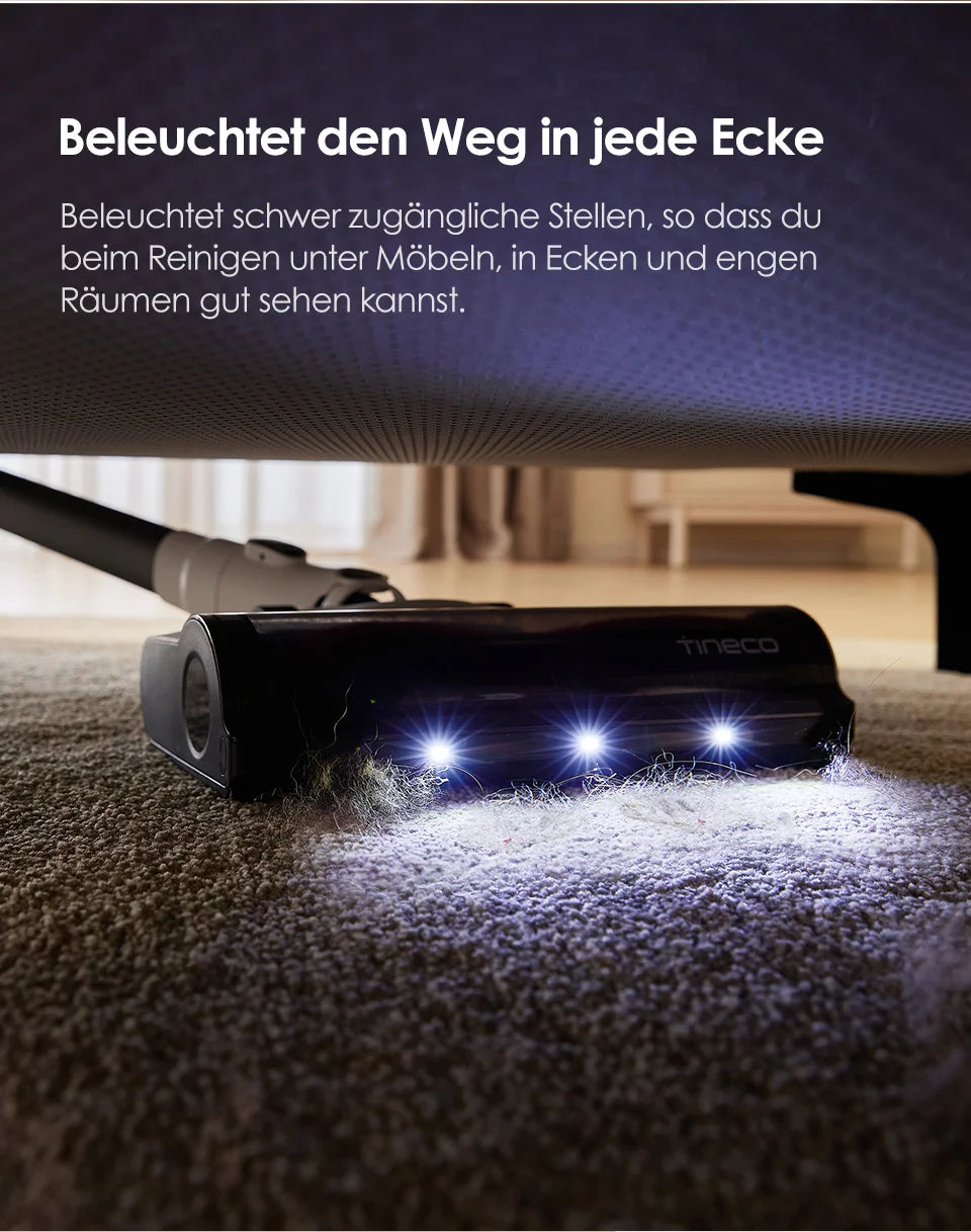 Tineco A30S, Akku-Staubsauger, 160 W Saugleistung, 60 Minuten Laufzeit, 1 L Staubbehälter, ZeroTangle-Bürste, PureCyclone-Technologie, LED-Licht