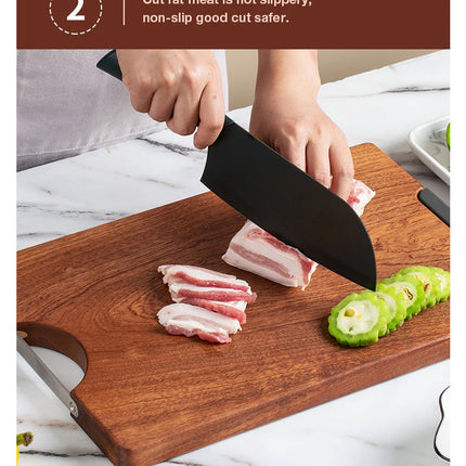 Ebony flat square solid wood cutting board, multifunctional double-sided kitchen cutting board, whole wood cutting board
