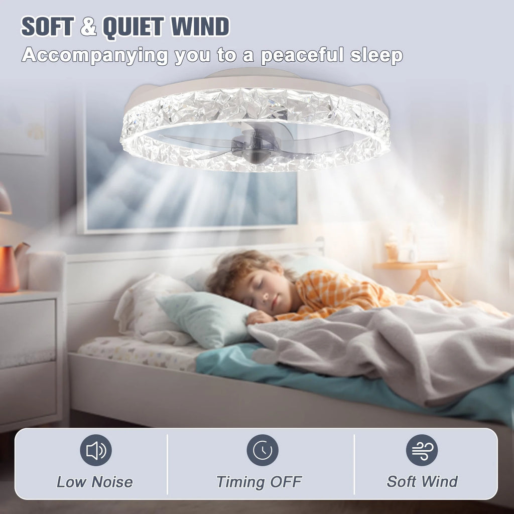 Ventilatore da Soffitto Intelligente XINGOO con Luce e Telecomando, Ventilatore Decorativo per Camera da Letto, Ventilatore a 6 Velocità con Luce LED Circolante