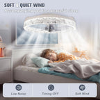 Ventilatore da Soffitto Intelligente XINGOO con Luce e Telecomando, Ventilatore Decorativo per Camera da Letto, Ventilatore a 6 Velocità con Luce LED Circolante