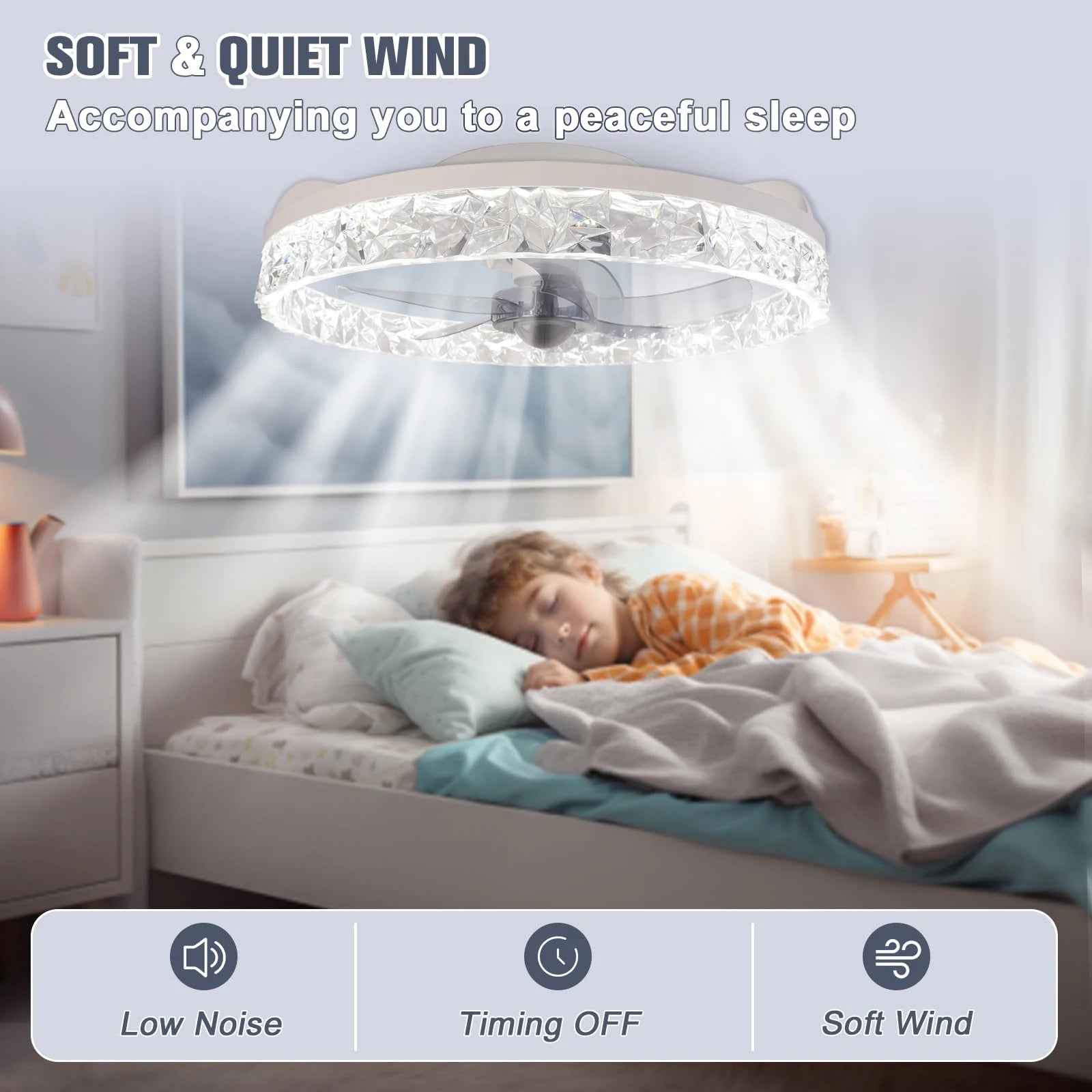 Ventilatore da Soffitto Intelligente XINGOO con Luce e Telecomando, Ventilatore Decorativo per Camera da Letto, Ventilatore a 6 Velocità con Luce LED Circolante
