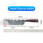 ZENG Professionelles 7-Zoll-Kochmesser – ultrascharf und langlebig, Edelstahl mit Holzgriff und lasergravierter Damast-Optik, mit Geschenkbox