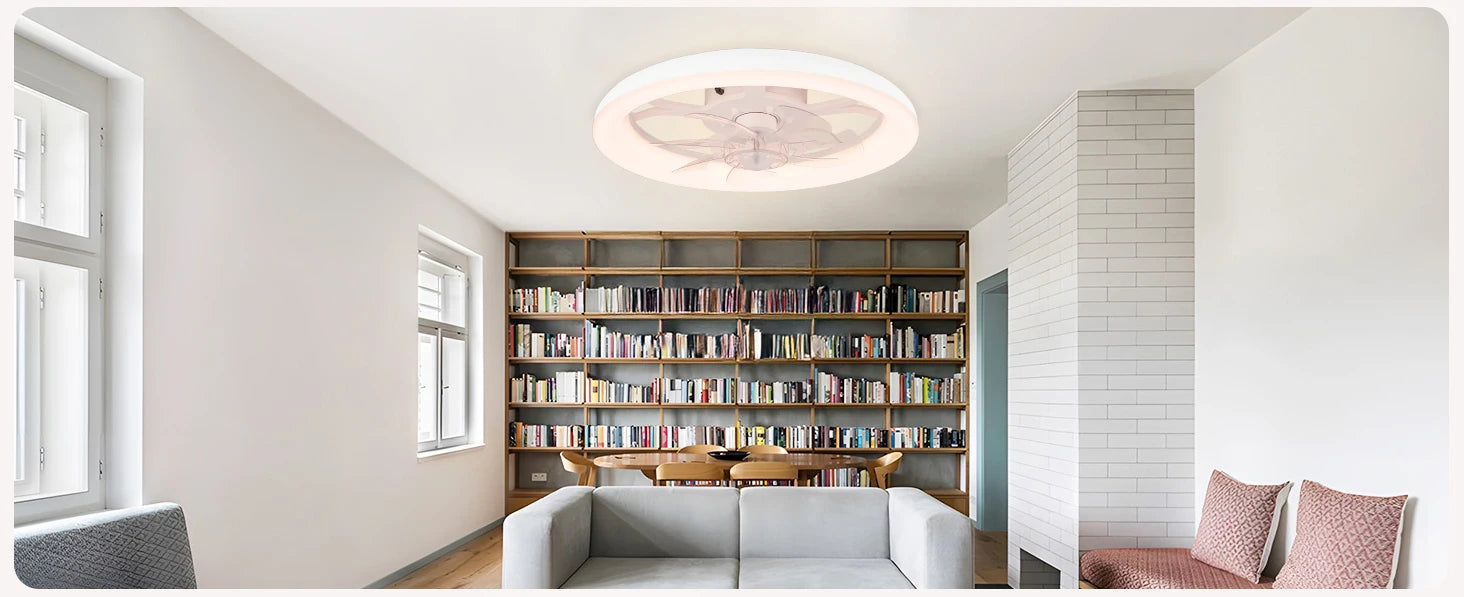 Ventilatore da Soffitto Intelligente XINGOO Nordic con Luce e Telecomando, Decorazione per Camera da Letto, Ventilatore con Pale Invisibili