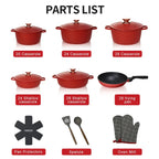 18PSC Set di pentole per la cucina domestica Padella antiaderente e pentola in alluminio di granito con coperchio Pentola in smalto pressofuso Materiale metallico per riso medico