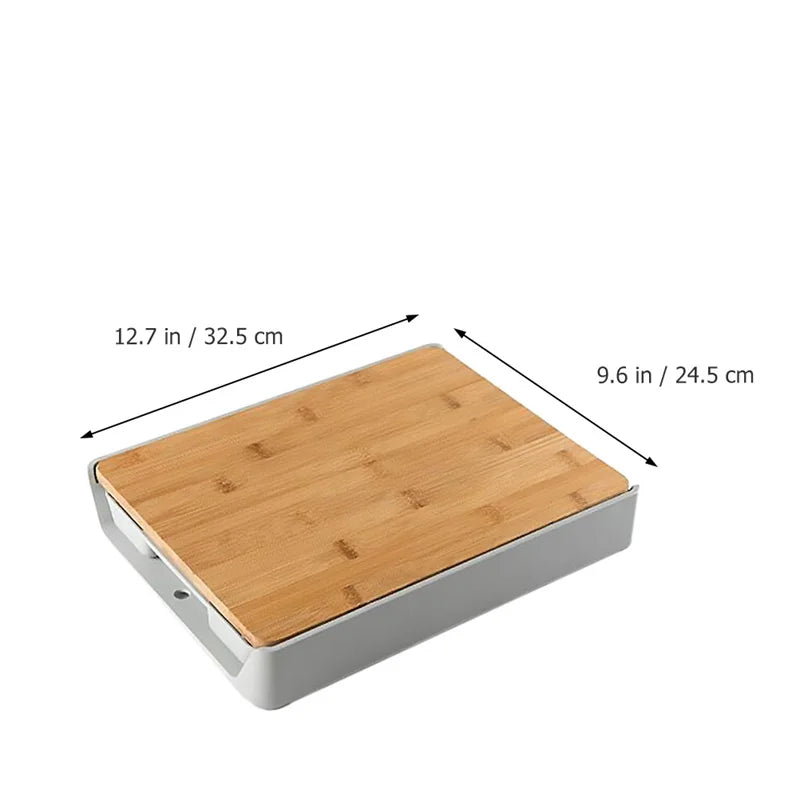 Schneidebrettschublade aus Bambuskunststoff, multifunktionaler Schubladen-Organizer aus Holz für Küchenutensilien, Schneidebretter