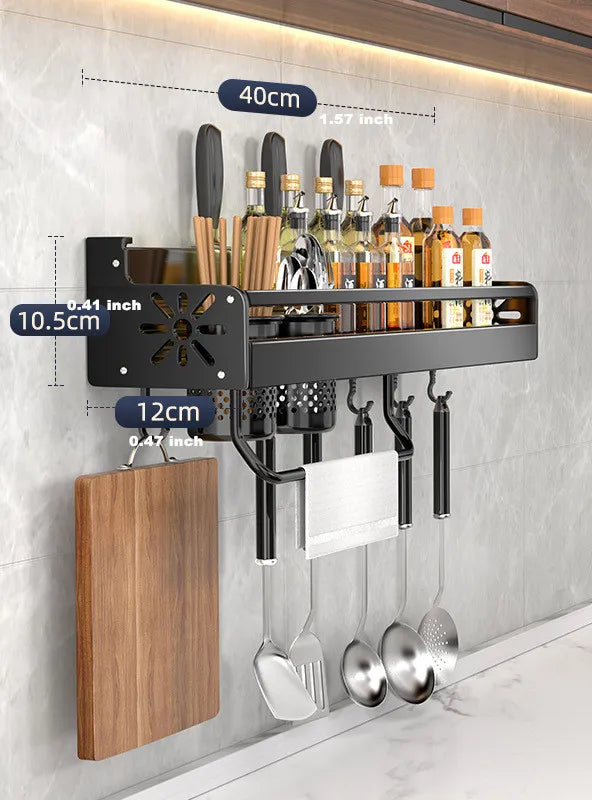 Scaffale per organizer da cucina Scaffale per spezie a parete Portacoltelli da cucina Condimento a parete Bacchette Cucchiaio Pala per riporre Sheif