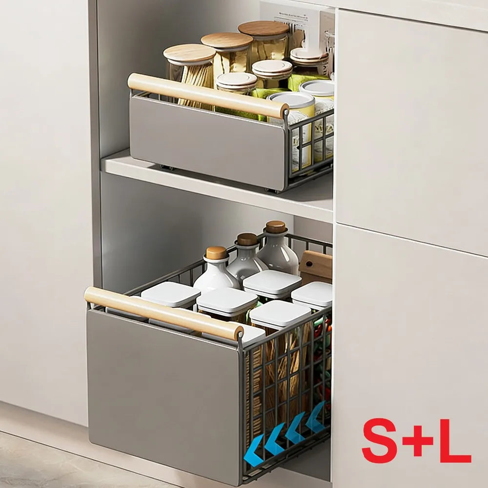 2/1 Pezzi Scaffale Estraibile da Cucina, Organizzatore per Armadietto, Cassetto Scorrevole, Scaffali Porta Spezie, Organizzatore Sottolavello