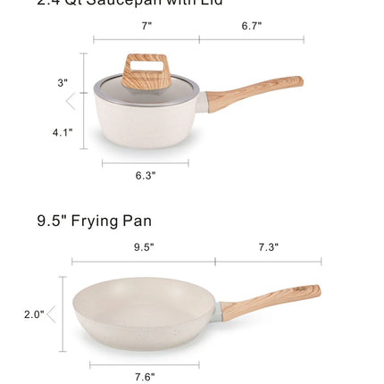 21-Piece Aluminum Cookware Set, Non-stick, White Granite, for Induction Cooktops, with Lid, Double Handle, Silicone Utensils, PFOA-Free