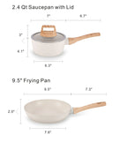 Set di Pentole in Alluminio da 21 Pezzi, Antiaderente, Bianco Granito, per Cucina a Induzione, con Coperchio, Doppio Manico, Utensili in Silicone, Senza PFOA