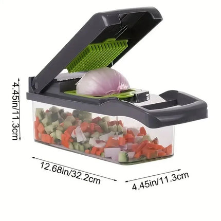 Tritatutto Multifunzione 5-in-1 per Verdure – Affettatrice, Tagliaverdure, Mandolina e Tritacipolle, Facile da Pulire