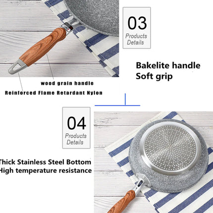 Wok in Pietra Durevole, Padella Antiaderente, Pentola in Ceramica, Friggitrice a Induzione, Bistecca, Stufa a Gas, Pentole, Utensile da Cucina