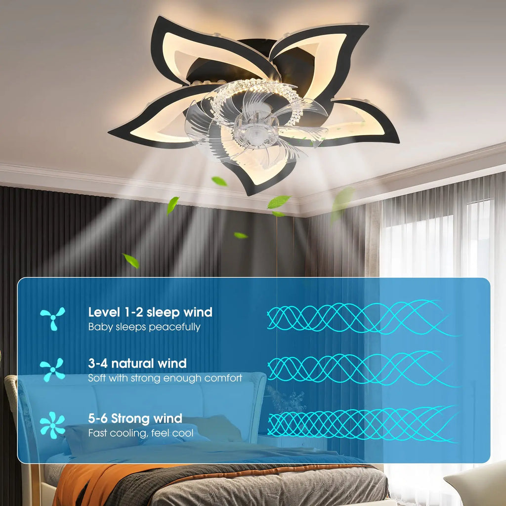 Jelena Ventilatore da soffitto intelligente con luci Telecomando 6 velocità Ventilatore moderno a LED Lampada da cucina Camera da letto Ventilatore domestico