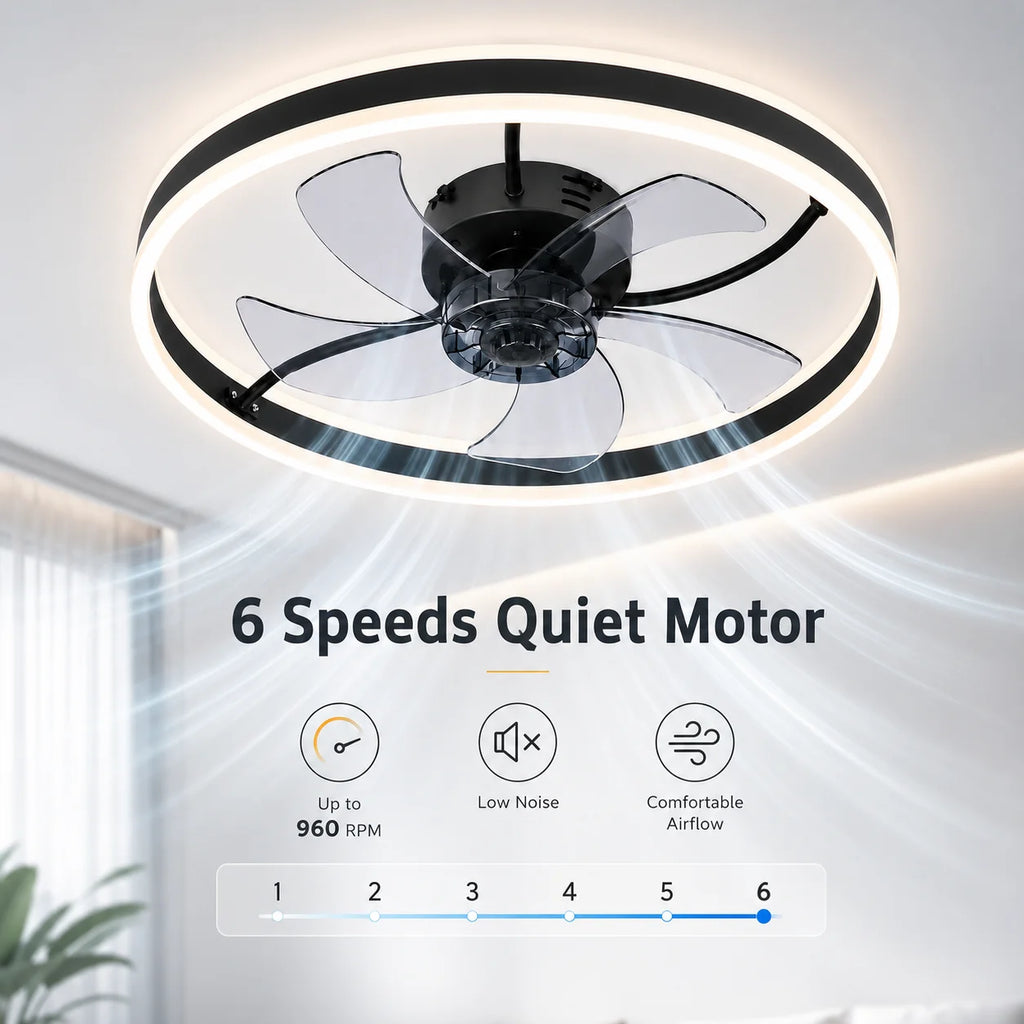 Ventilatore da soffitto con luce LED 50 cm Oraymin moderno telecomando dimmerabile 6 velocità