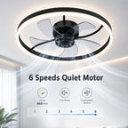Ventilatore da soffitto con luce LED 50 cm Oraymin moderno telecomando dimmerabile 6 velocità