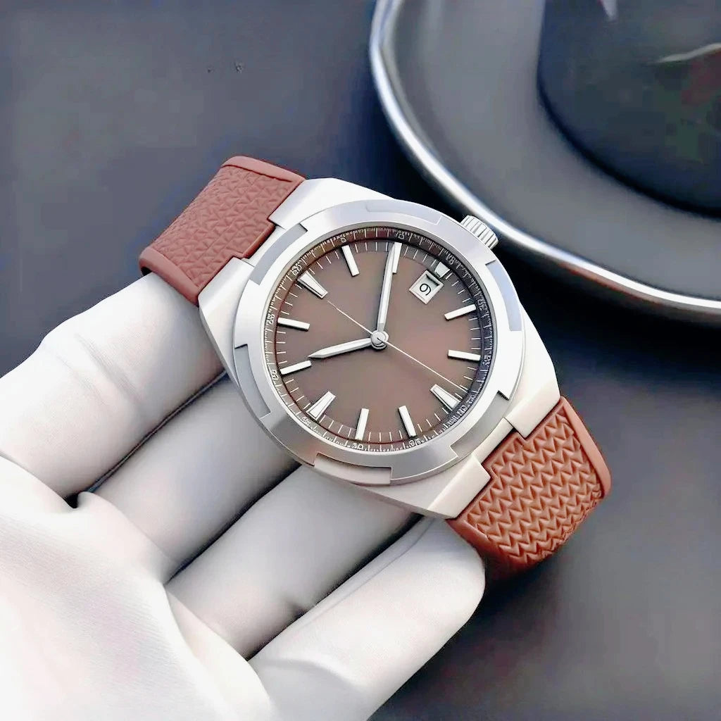 Moderne und elegante Herren-Sportuhren mit automatischem mechanischem Uhrwerk, präzisem und zuverlässigem Uhrwerk, internationalem Reise-Stil, schwarzem und blauem Zifferblatt