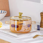 1500 ml transparenter Glastopf mit Doppelgriffen, Suppentopf mit Deckel, hitzebeständiges Kochgeschirr