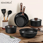 KEMORELA Set di Pentole Antiaderenti 20 Pezzi, Pentole e Padelle in Alluminio con Manici Staccabili, Compatibili con Induzione, Lavabili in Lavastoviglie e Adatte al Forno
